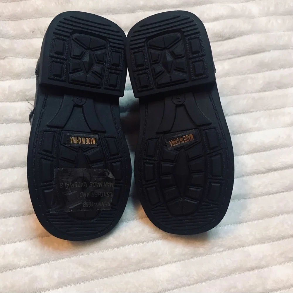 Black Leather Kids School Shoes Dress Shoe Toddler Baby Boys Size 5